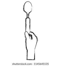 hand with spoon cutlery