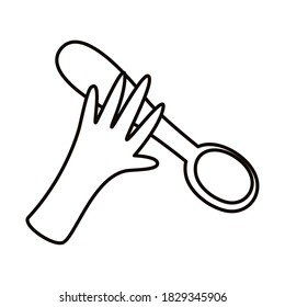 mano con diseño de ilustración vectorial de icono de cuchara