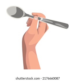 hand with spoon cutlery tool