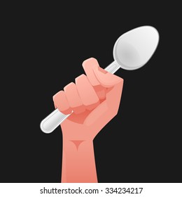 Hand & Spoon Vector Illustration