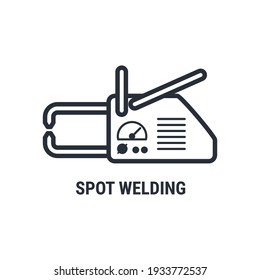 Hand spot welding apparatus icon, point welding tool silhouette, vector