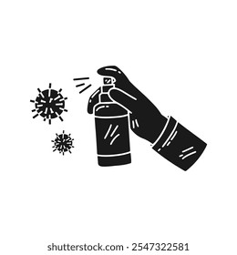 hand spraying virus isolated on white