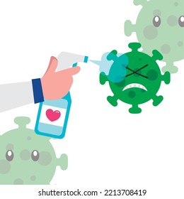 Hand spraying a virus Self care Vector