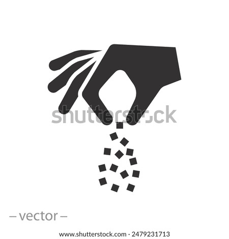 hand sprinkle icon, salt or spice pinch, chef cooking, flat symbol on white background - vector illustration eps10