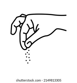 Hand sprinkles salt color line icon. Pictogram for web page, mobile app, promo.