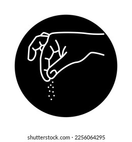 Hand sprinkles salt color line icon. Pictogram for web page, mobile app, promo.