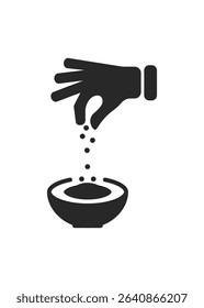 Hand sprinkling salt icon in a stylish vector illustration. Stock Illustration