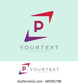 hand square initial Letter P Logo design