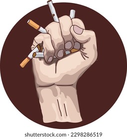 
Hand squeezes cigarette protest form