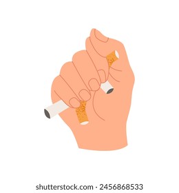 Die Hand drückt Zigaretten. In: World No Tobacco Day Illustration. 31. Mai. Flache Vektorillustration.