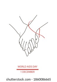 the hand squeezes the hand tightly. together strength. AIDS Day. December 1st. vector. flat style. Hands of partners together. power. hope. Suitable for specialized, informative literature, posters 
