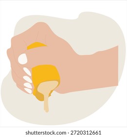 Zitronenpresse. Hand quetschen Zitrone flache Illustration