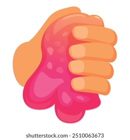 Hand squeezing a pink slime, providing a satisfying tactile experience