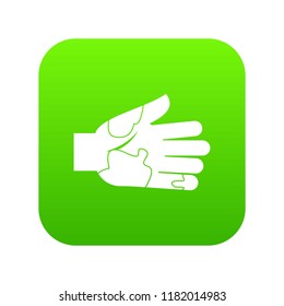 Hand with stains icon digital green for any design isolated on white vector illustration