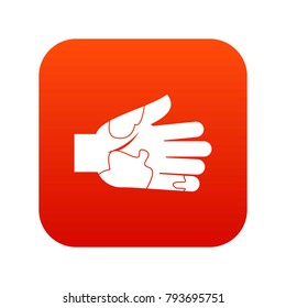 Hand with stains icon digital red for any design isolated on white vector illustration