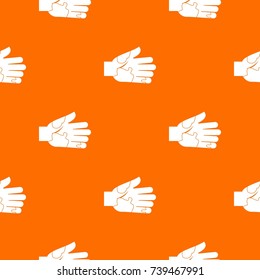 Hand with stains pattern repeat seamless in orange color for any design. Vector geometric illustration