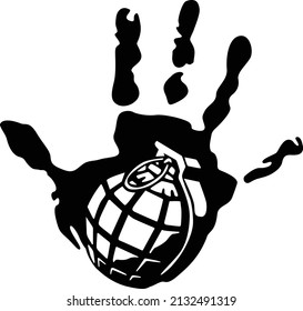 Handstempel und graues Vektorsymbol