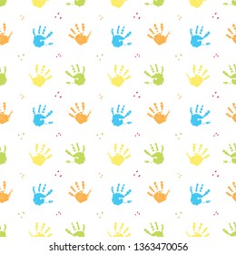 Hand stamp seamless pattern, paint stain background vector illustration.
