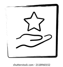 Hand star, framed brush strokes, vector illustration.