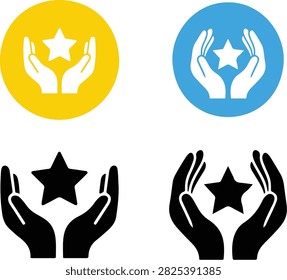 Hand and star icon for vip benefits, including premium, reward, and recognition symbols, suitable for loyalty programs, service apps, promotional graphics, and vector projects