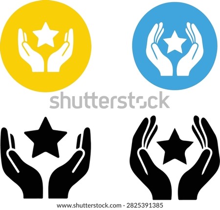 Hand and star icon for vip benefits, including premium, reward, and recognition symbols, suitable for loyalty programs, service apps, promotional graphics, and vector projects