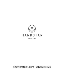 Hand star line logo icon design template
