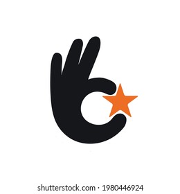 Hand star logo design concept template