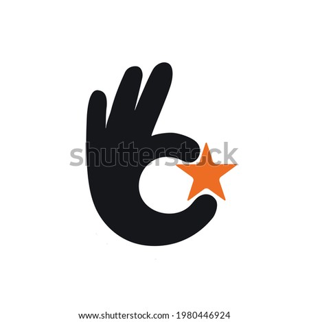 Hand star logo design concept template