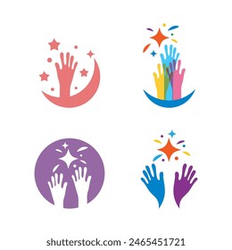 Hand and star logo illustration vector design