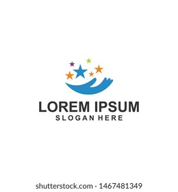 hand star logo template design vector