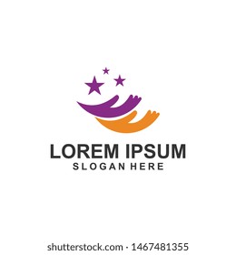 hand star logo template design vector