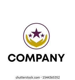 Hand star logo vector design template sign
