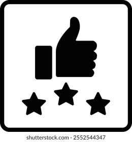 Hand up with Star, Star Rating, Сustomer satisfaction icon, Customer review rating, Like sign, Quality Review icon