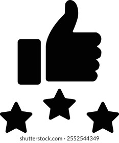 Hand up with Star, Star Rating, Сustomer satisfaction icon, Customer review rating, Like sign, Quality Review icon