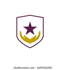Hand star shield logo vector modern template