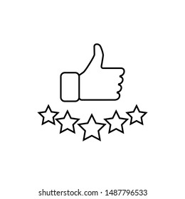 Hand and star signage design trendy. Like linear icon. Thumbs up. Thin line illustration. Good, nice, ok hand gesture. Social media button. Rating, ranking. Contour symbol. Vector isolated outline. 