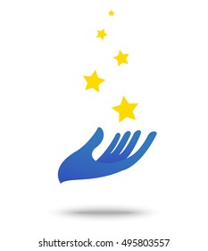 Hand with star symbol element and icon