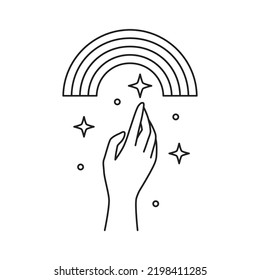 Hand star touch icon line
