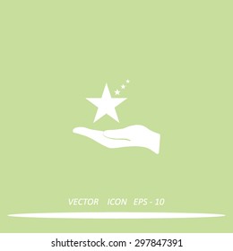 hand and star vector icon 