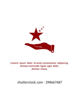 hand and star vector icon