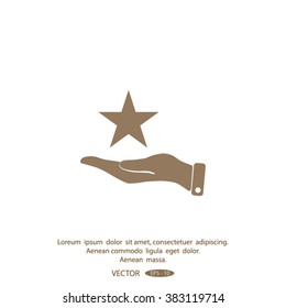 hand and star vector icon