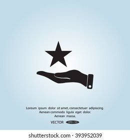 hand and star vector icon