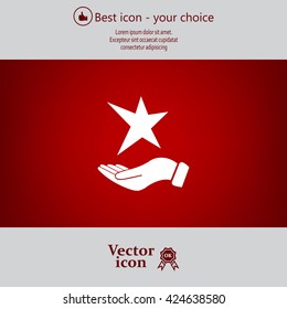 hand and star vector icon