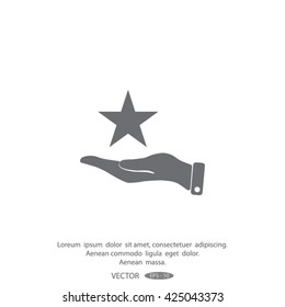 hand and star vector icon