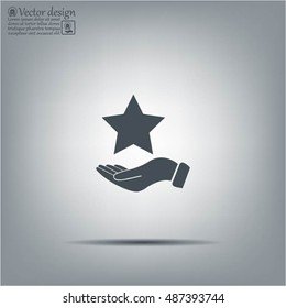 hand and star vector icon