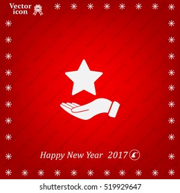 hand and star vector icon