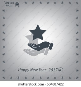 hand and star vector icon