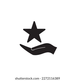 símbolo del vector de la mano y de la estrella