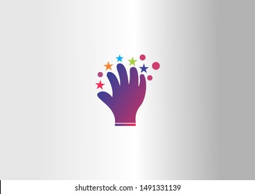 Hand with star vector illustration. Simple modern vector logo.
