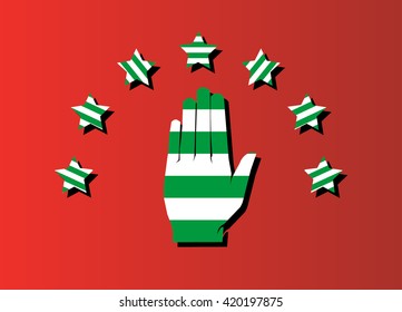 Hand and stars Abkhazian flag  vector illustration